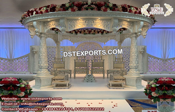 Latest White Fiber Carved Wedding Mandap