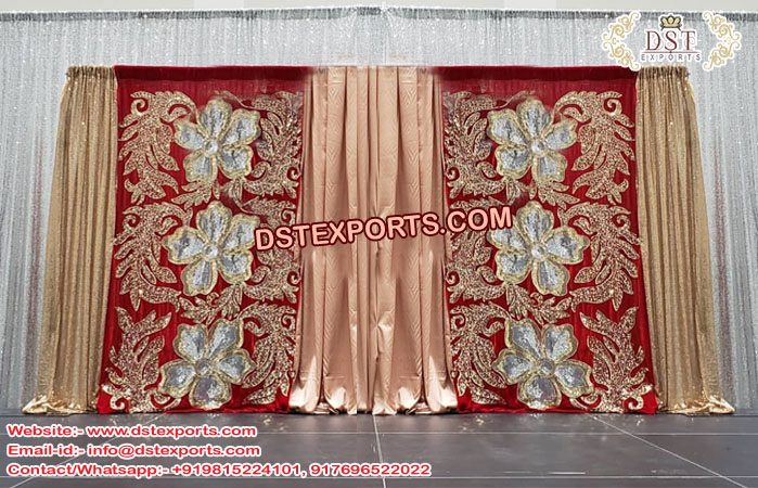 Punjabi Mehndi Embroidered Backdrops Curtains