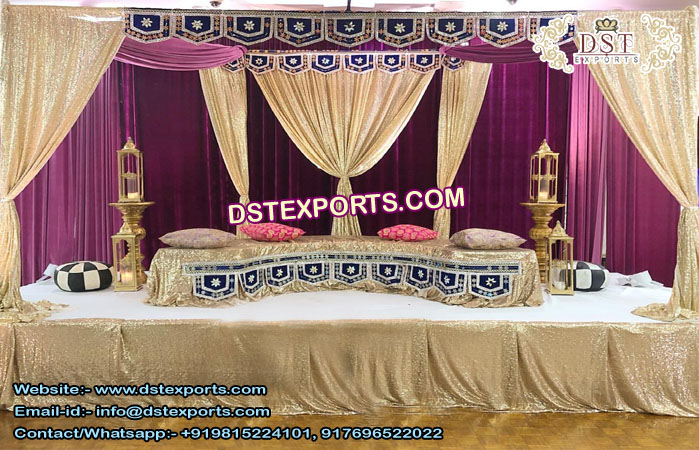 Muslim Mehndi Backdrops with Embroidered Borders