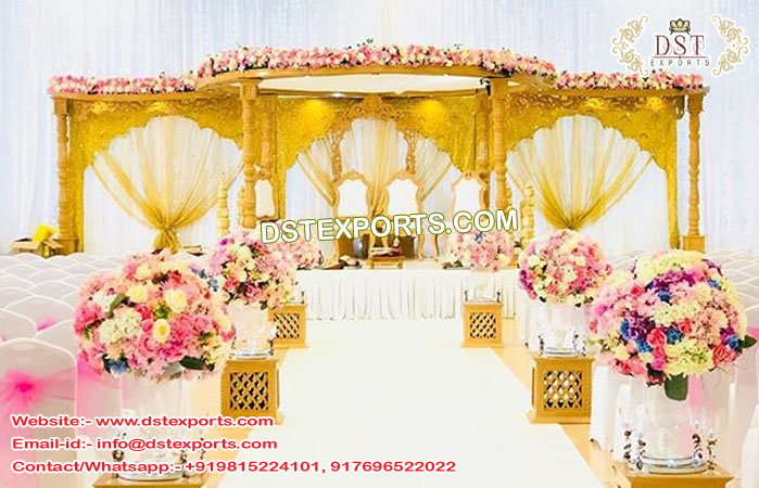 Indian Wedding Golden Fiber Mandap UK