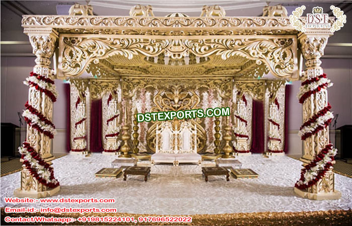 Indian Wedding Handicraft Fiber Carved Mandap