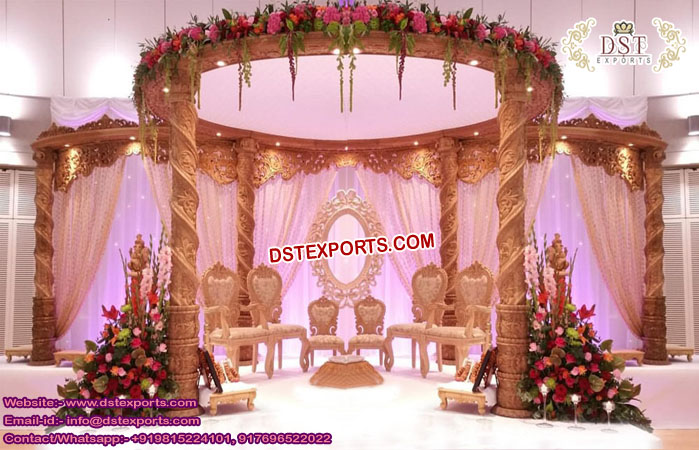 Elegant Wedding Wooden Handcraft Mandap