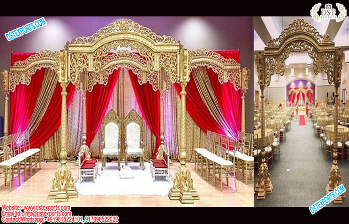 South Indian Wedding Peacock Wooden Mandap