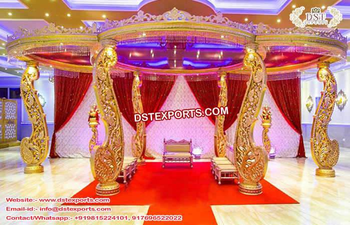 Hindu Wedding Golden Peacock Mandap