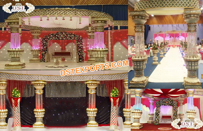 South Indian Wedding Lotus Crystal Mandap & Stage