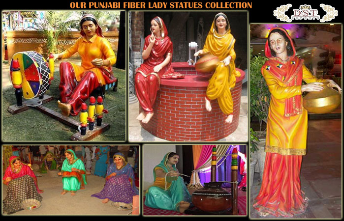 Latest Punjabi Fiber Lady Statues Collection