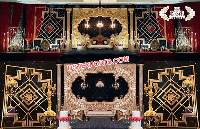Luxurious Golden Back-Frame Wedding Stage
