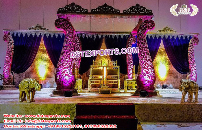 Wedding Wooden Handicraft Peacock Mandap