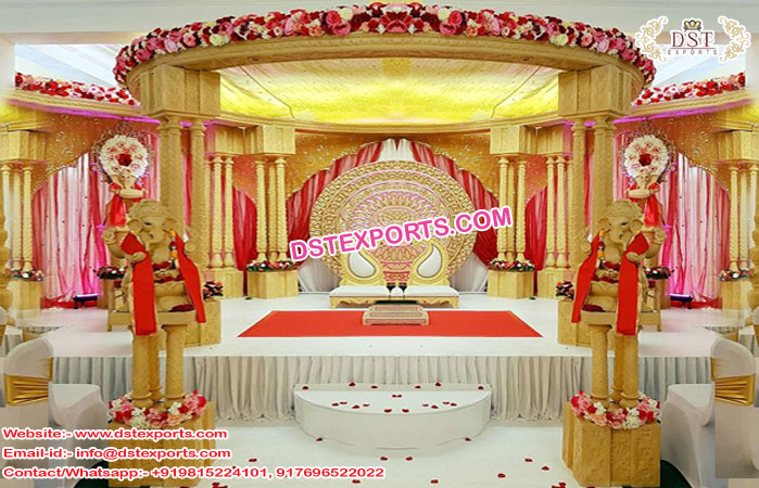 Traditional Triple Pillars Wedding Mandap