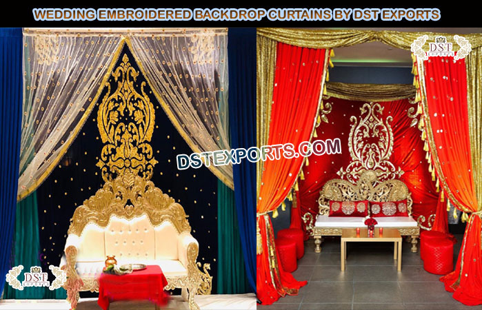 Muslim Mehndi Embroidered Backdrop Curtains