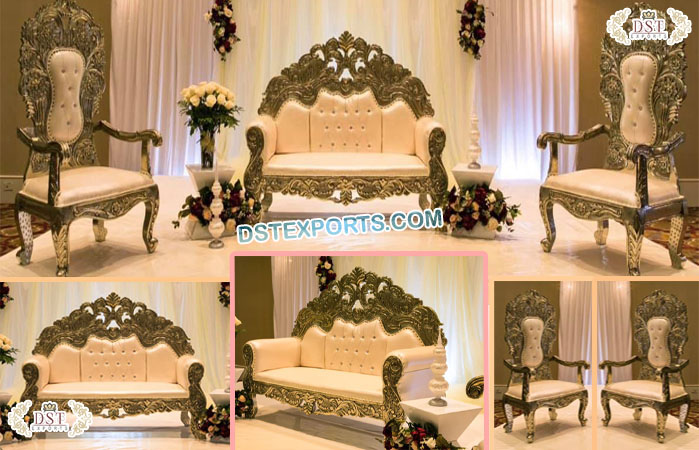 Indian Wedding Silver Metal Carved Furniture USA