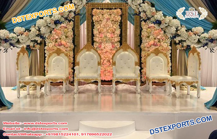 Stylish Wooden Carved Wedding Mandap Chairs