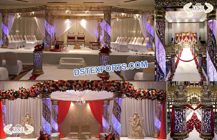 Wedding Golden Spiral Crystal Mandap Nashville