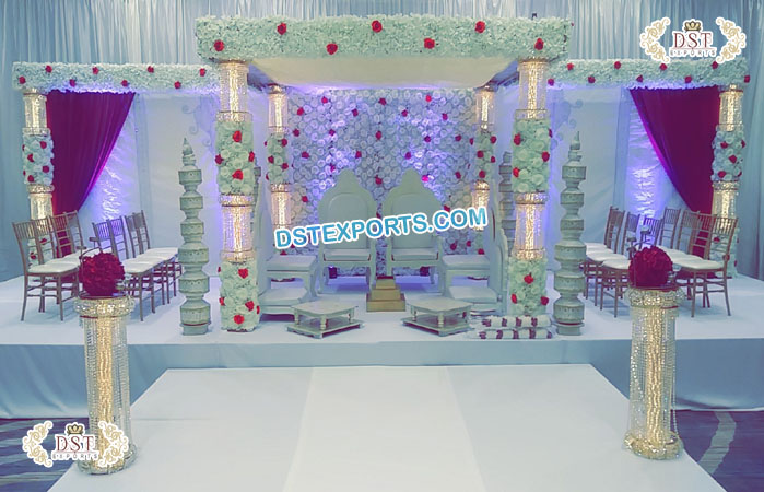 Stylish Wedding Metallic Floral Mandap