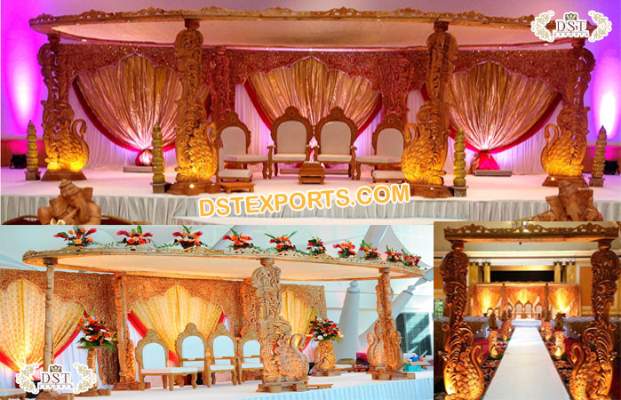 Wedding Wooden Handicraft Swan Mandap