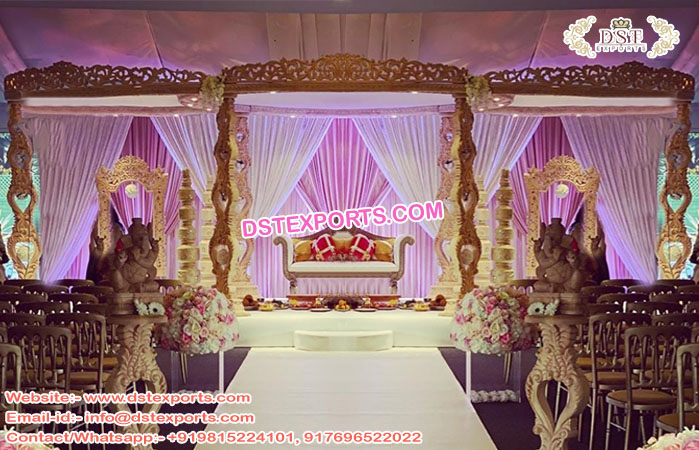 Luxury Wedding Wooden-Carved Heart Mandap