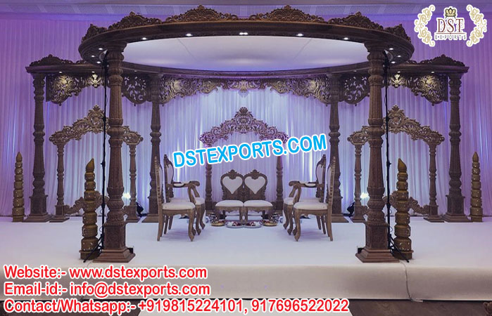 Ancient Theme Wooden Wedding Mandap