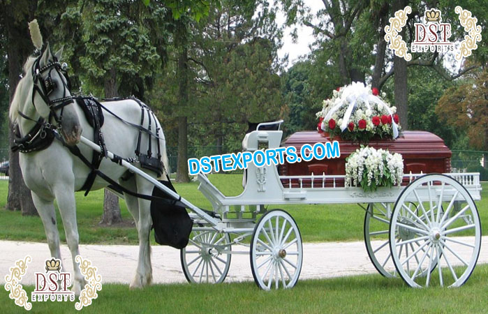 White Victorian Hearse Wagon/Carriage