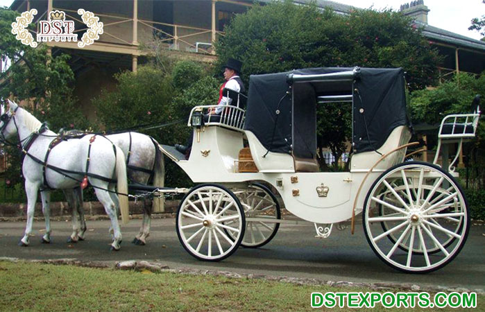 White Black Barouche-Landau Carriage