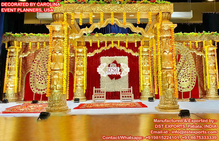 Golden Elephant Face Mandap for Indian Wedding