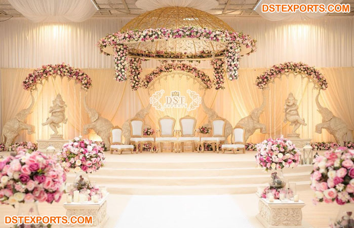 Wooden Elephant Pillars for Wedding Mandap