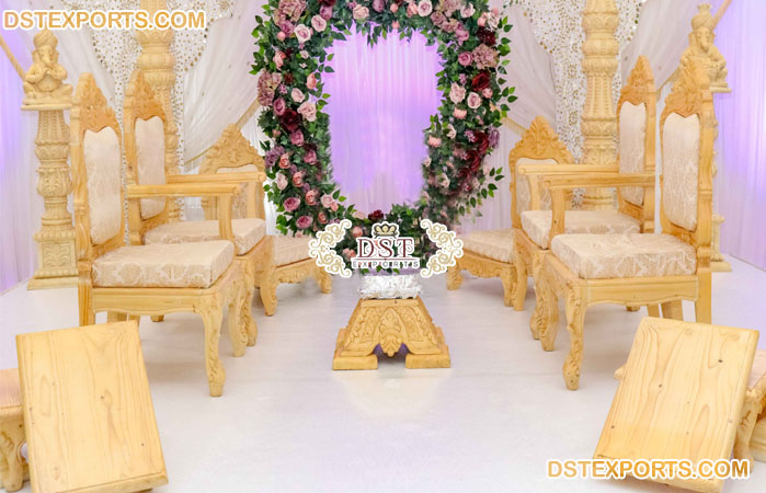 Wedding Wooden Hand Carving Chairs for Mandap