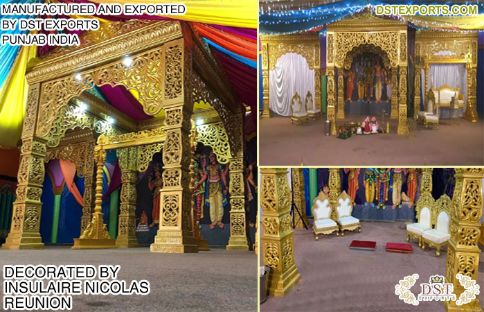 Fascinating Gold Mandap for Royal Weddings Reunion