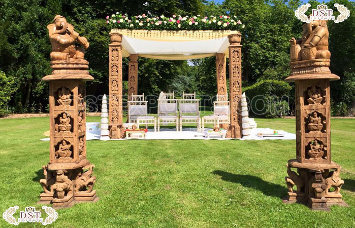Traditional Wedding Carved Saraswati Mandap UK