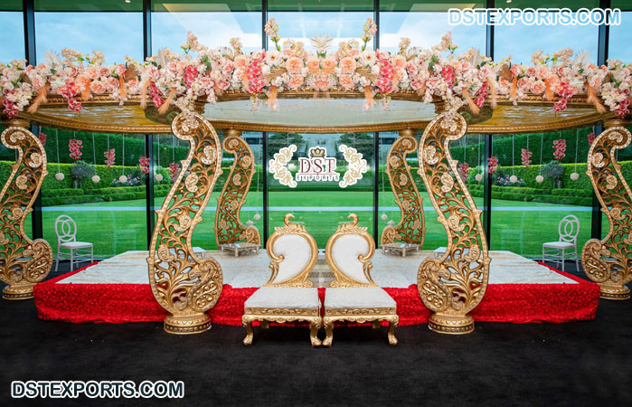 South Asian Wedding Decor Golden Mandap