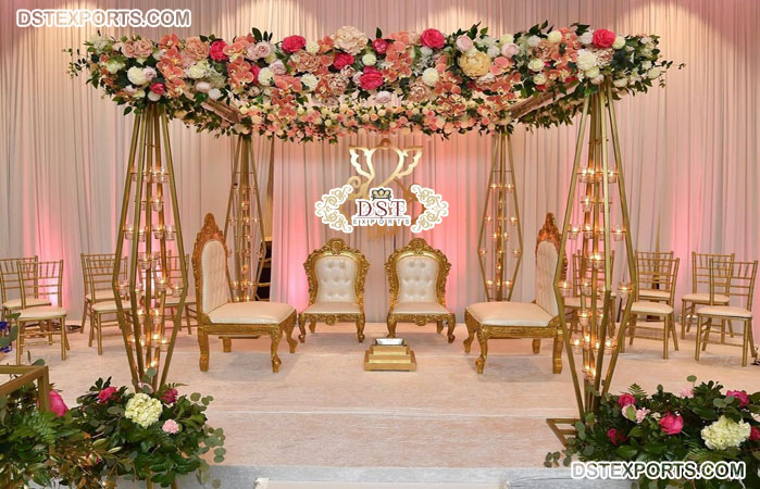 Classy Candle Lit Pillars Wedding Chuppah