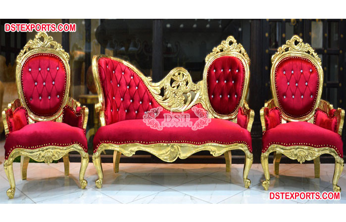 Luxury Red Velvet Sofa for Wedding Stage