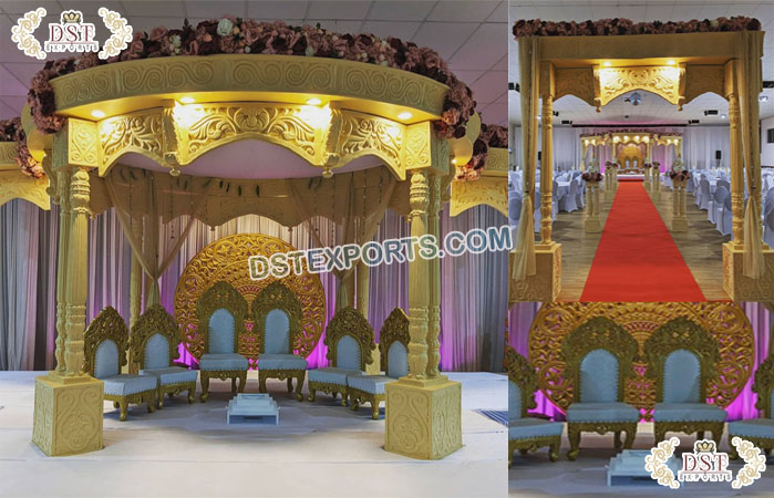 Dazzling Double Pole Wedding Mandap Decoration