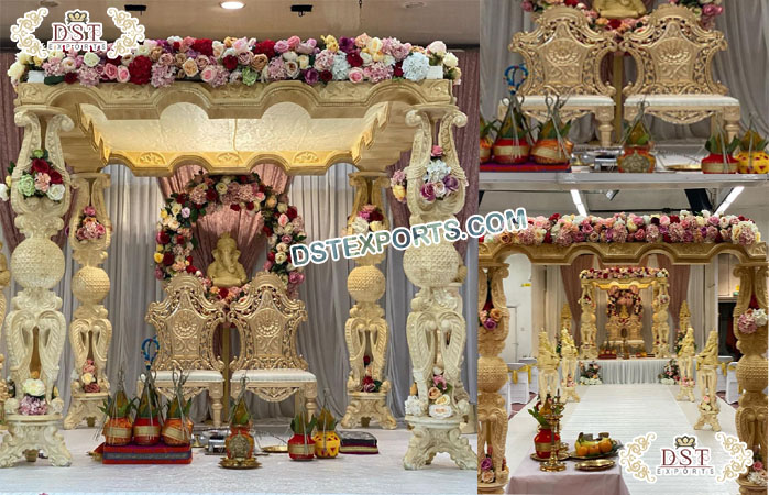 Aesthetic Indian Wedding Wooden Mandap