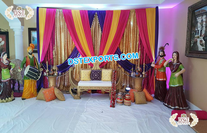 Source Punjabi Village Theme Wedding Stage Decoration New Design Punjabi  Style Mehndi Stage with Statues on m.alibaba.com