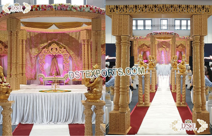 Dazzling�Triple�Pole�Wedding�Mandap�Decoration