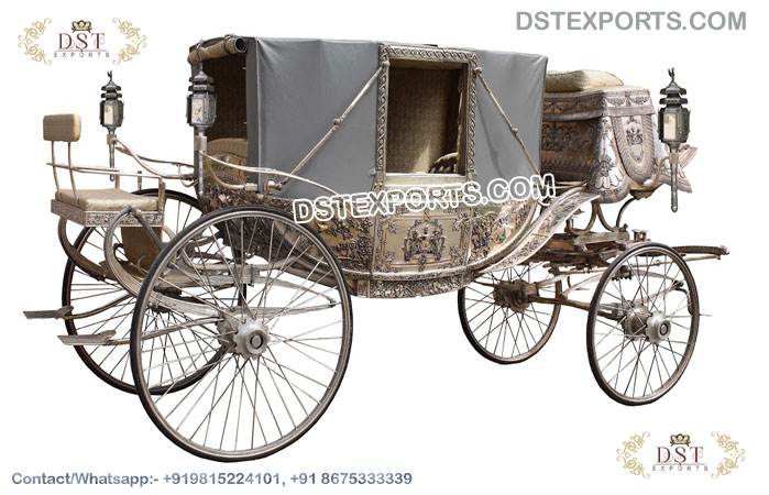 Vintage Style Antique Silver Horse Carriage