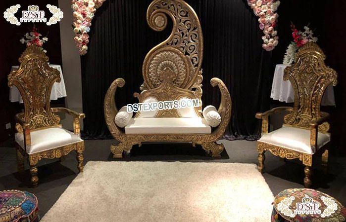 Wedding Stage Sweetheart Golden Furniture Set