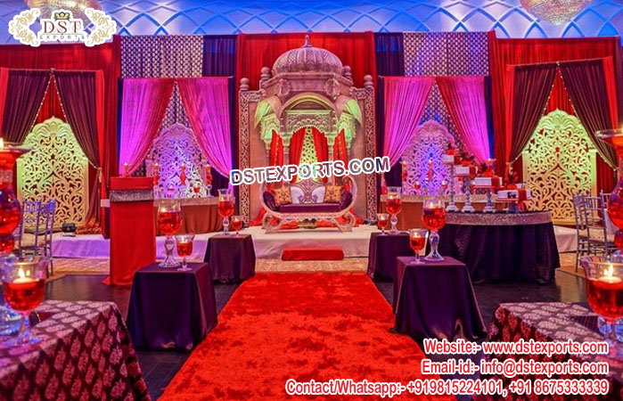 Majestic Mughal Theme Wedding Stage Decoration