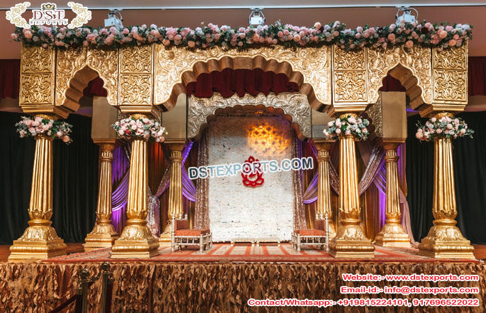 Golden Jodha Akbar Wedding Mandap Set Fiji