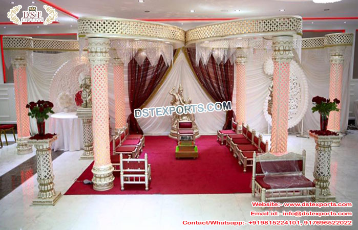 GujaratiWedding White Crystal Mandap UK