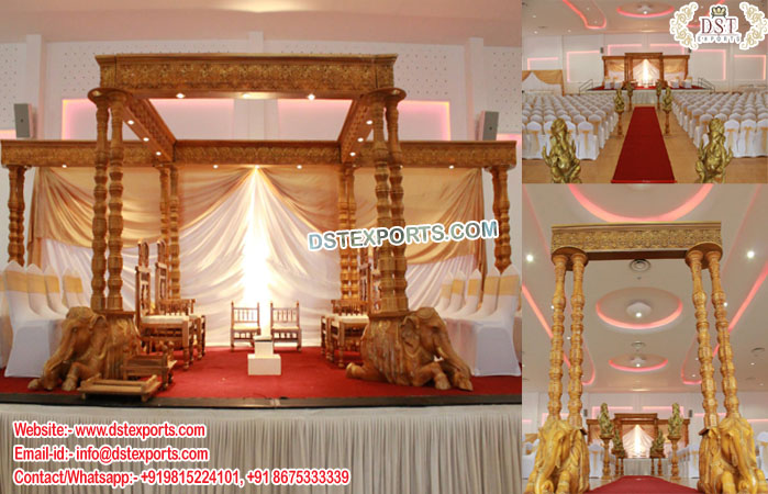 Gujarati Wedding Wooden Look Fiber Mandap