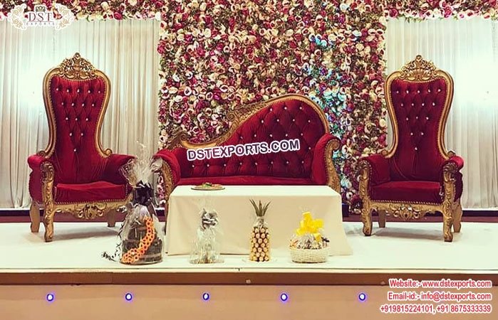 Stylish Red Rose Wedding Sofa Set