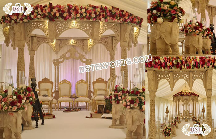 Royal Marriage Mandap with Elephant Base Pillars