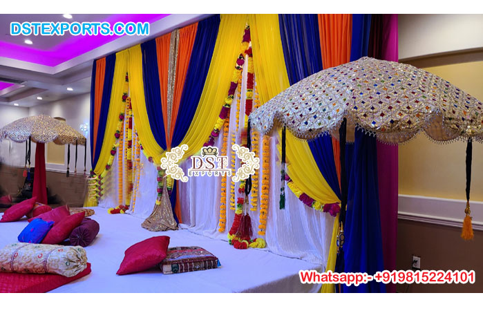 Punjabi Pre Wedding Event Umbrellas Decoration