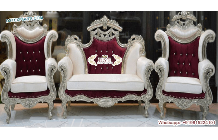 Wedding Silver Finish Diamond Sofa Set