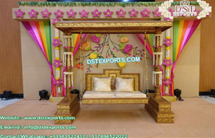 Traditional Teak Wood Wedding Swing/Jhula