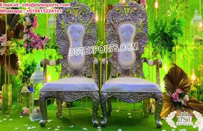 Stunning Silver Throne Chairs for Bride Groom