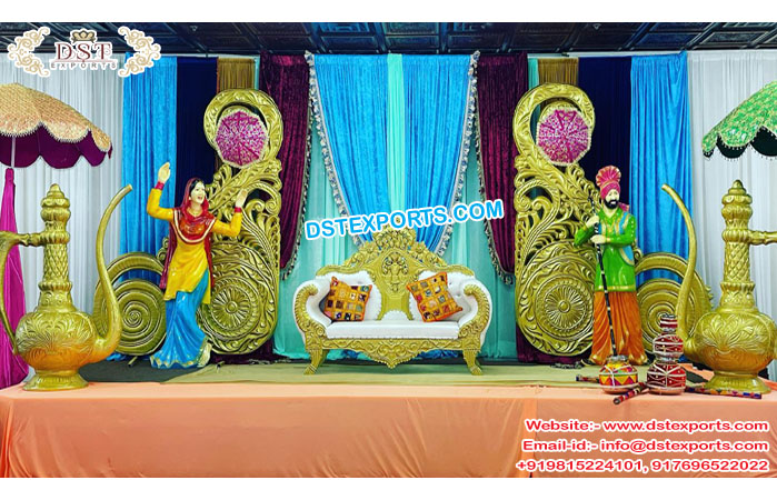 Prefect Punjabi Style Mehndi Stage Decor Props