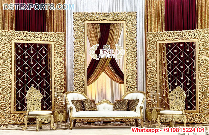 Muslim Wedding Dazzling Golden Stage Frames