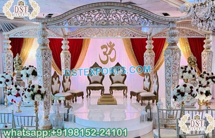 Elegant Wedding WhiteTheme Mustache Mandap